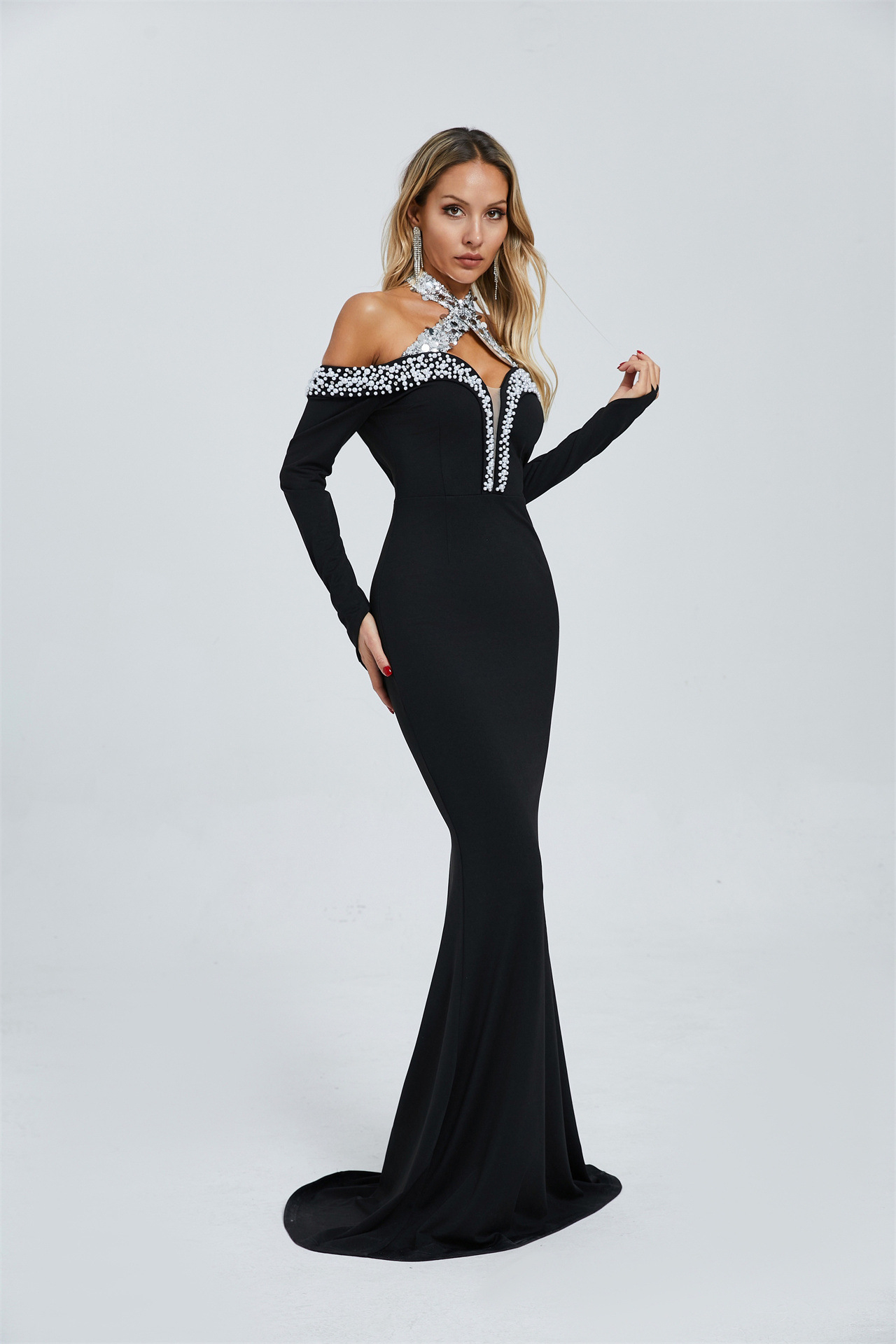 Adela halter neck long dress