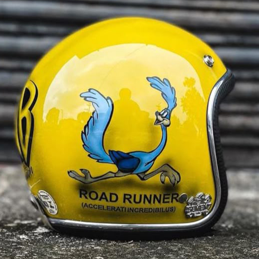 Pop Art Style Yellow Cartoon Character Graphic Open Face Helmet