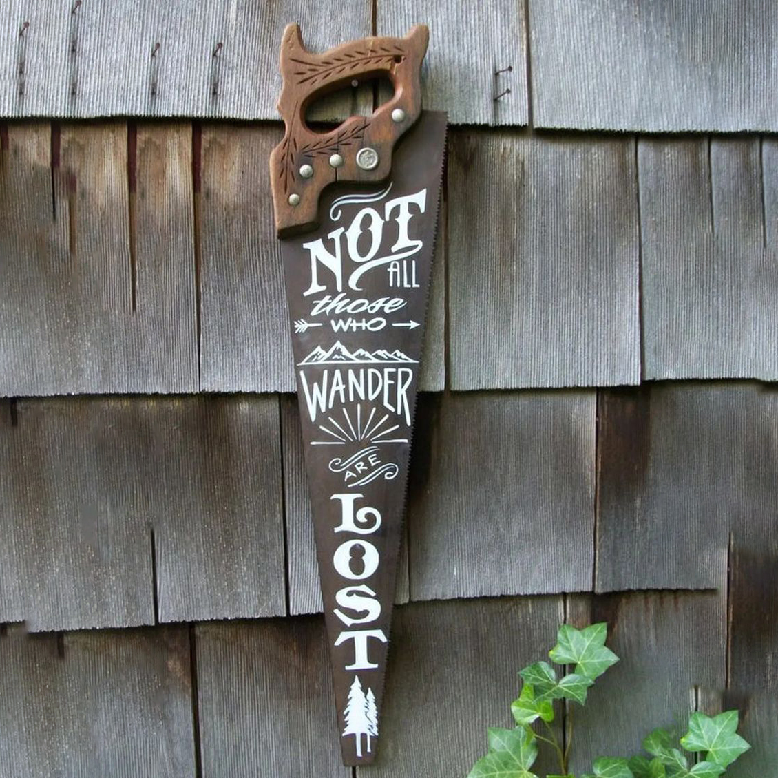 Rustic Cabin Decor Wanderlust Quote Hand Painted Antique Saw