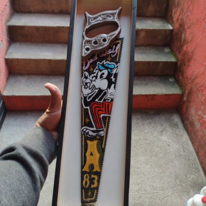 Pop Art Style Bad Wolf Hand Painted Decorative Metal Saw