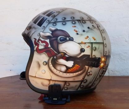 WWII Aviation Style Snoopy Pilot Graphic Motorcycle Jet Helmet