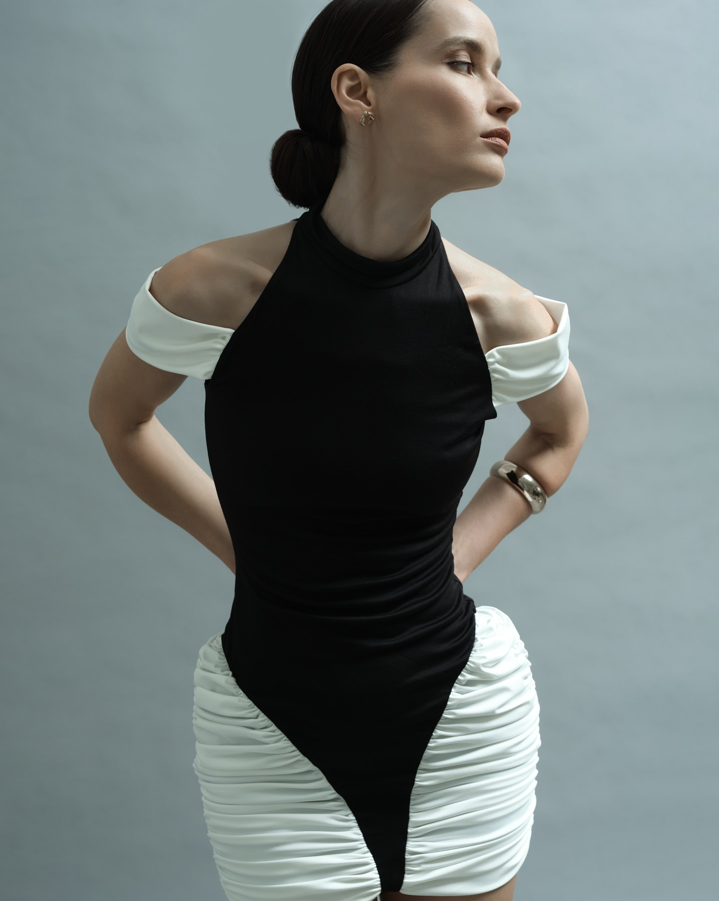 Aliyah Color-blocked sleeveless mini dress