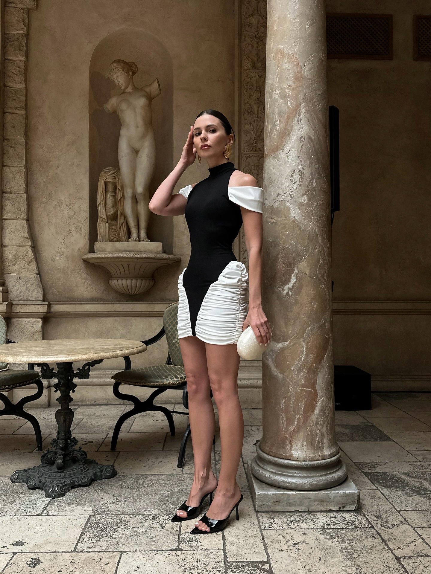 Aliyah Color-blocked sleeveless mini dress