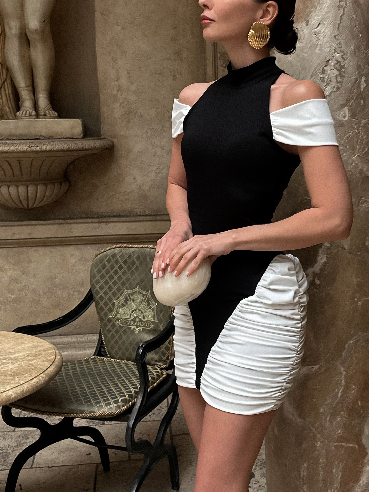 Aliyah Color-blocked sleeveless mini dress