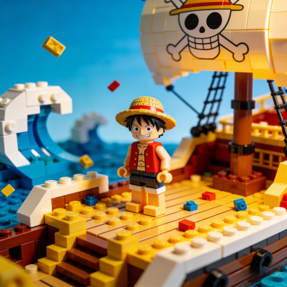 Monkey D. Luffy Pirate Ship Building Blocks Set – Anime Collectible Display Model