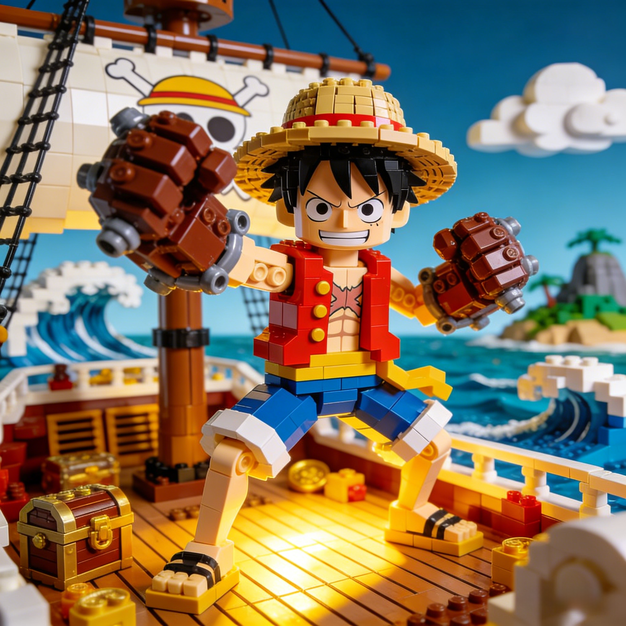 Monkey D. Luffy Pirate Ship Building Blocks Set – Anime Collectible Display Model