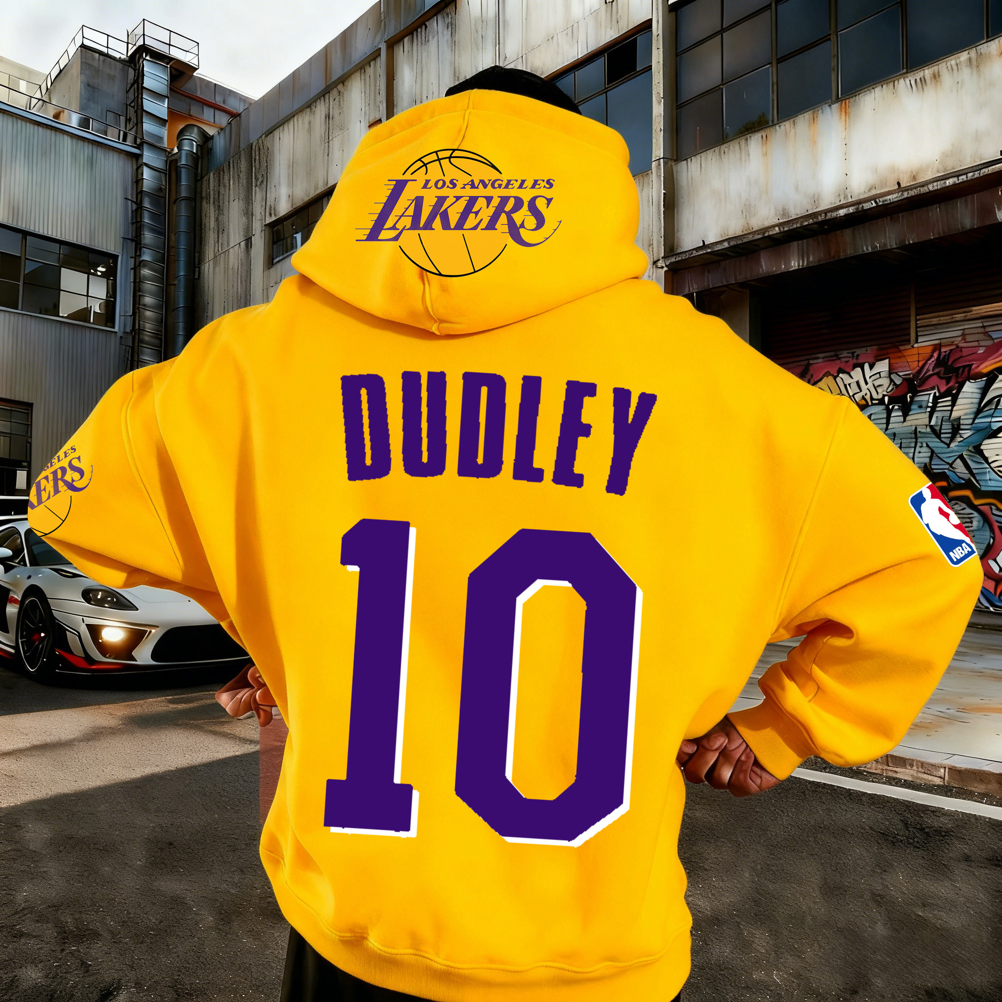 Chic Oversized Lakers Dudley Number 10 Hoodie