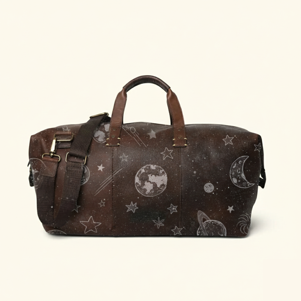 Vintage Tattoo Art Leather Edgy Graphics Duffel Bag