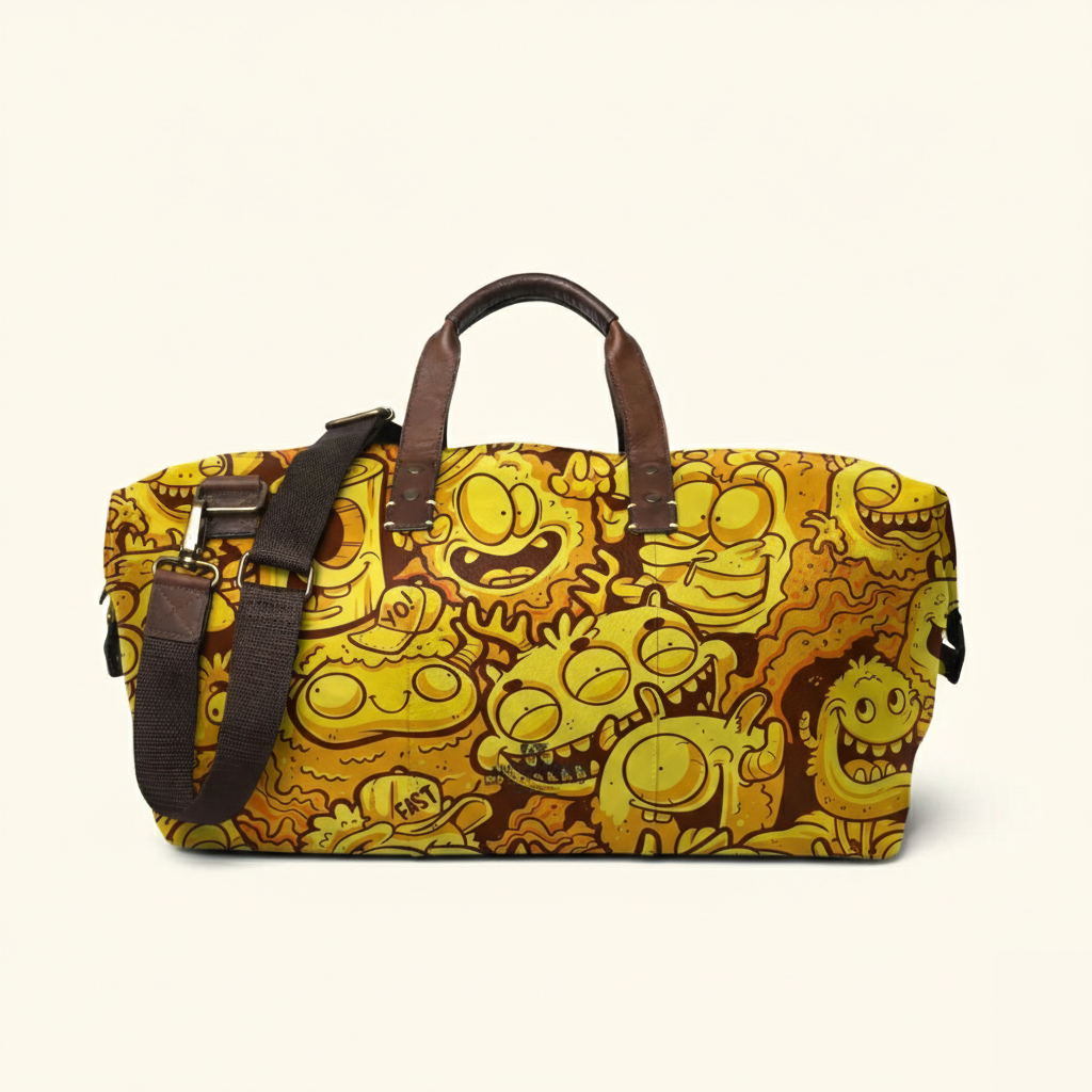 Vintage Tattoo Art Leather Edgy Graphics Duffel Bag