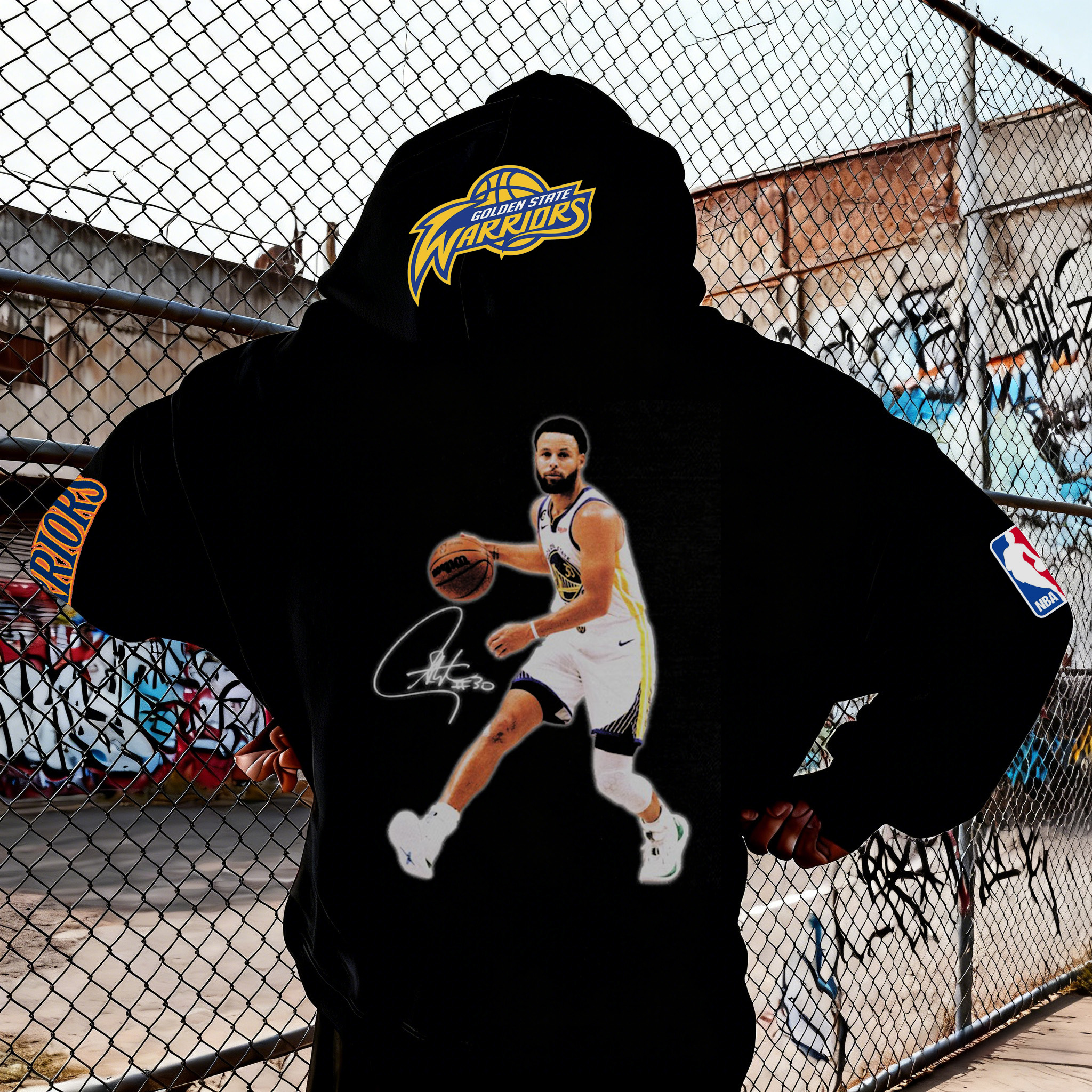 Gamer Style Curry Basketball Icon Graphic Pullover Hoodie
