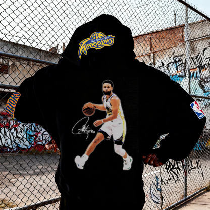 Gamer Style Curry Basketball Icon Graphic Pullover Hoodie