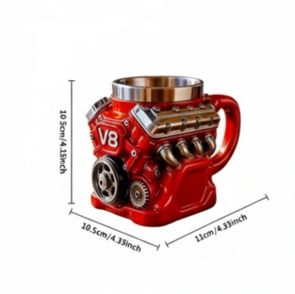 Creative V8 Engine Resin Coffee Mug with Stainless Steel Liner