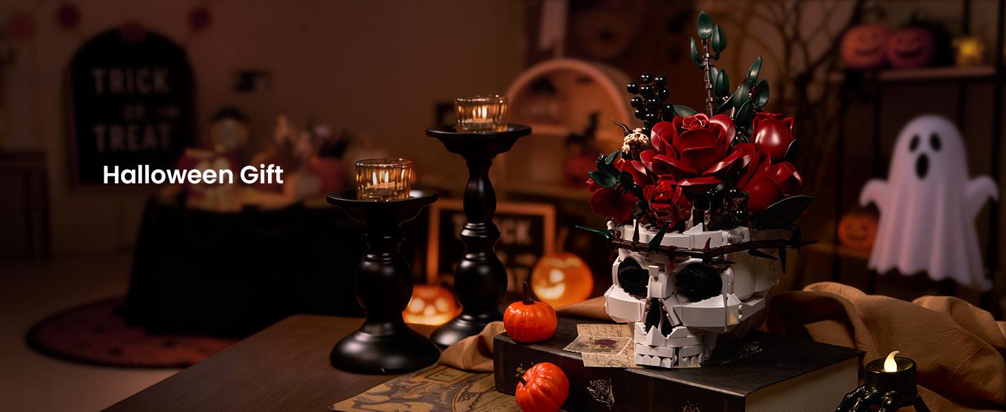 Supreowls Skull Roses Flower Bouquet Building Set, Botanical Collection Kit for Adult Women, Gift for Mother’s Day for Her/Girlfriend/Mom/Wife/Couple, Goth Horror Skeleton Pot Home Table Decor Aesthetic Supreowls Skull Roses Flower Bouquet Building Set, Botanical Collection Kit for Adult Women, Gift for Mother’s Day for Her/Girlfriend/Mom/Wife/Couple, Goth Horror Skeleton Pot Home Table Decor Aesthetic