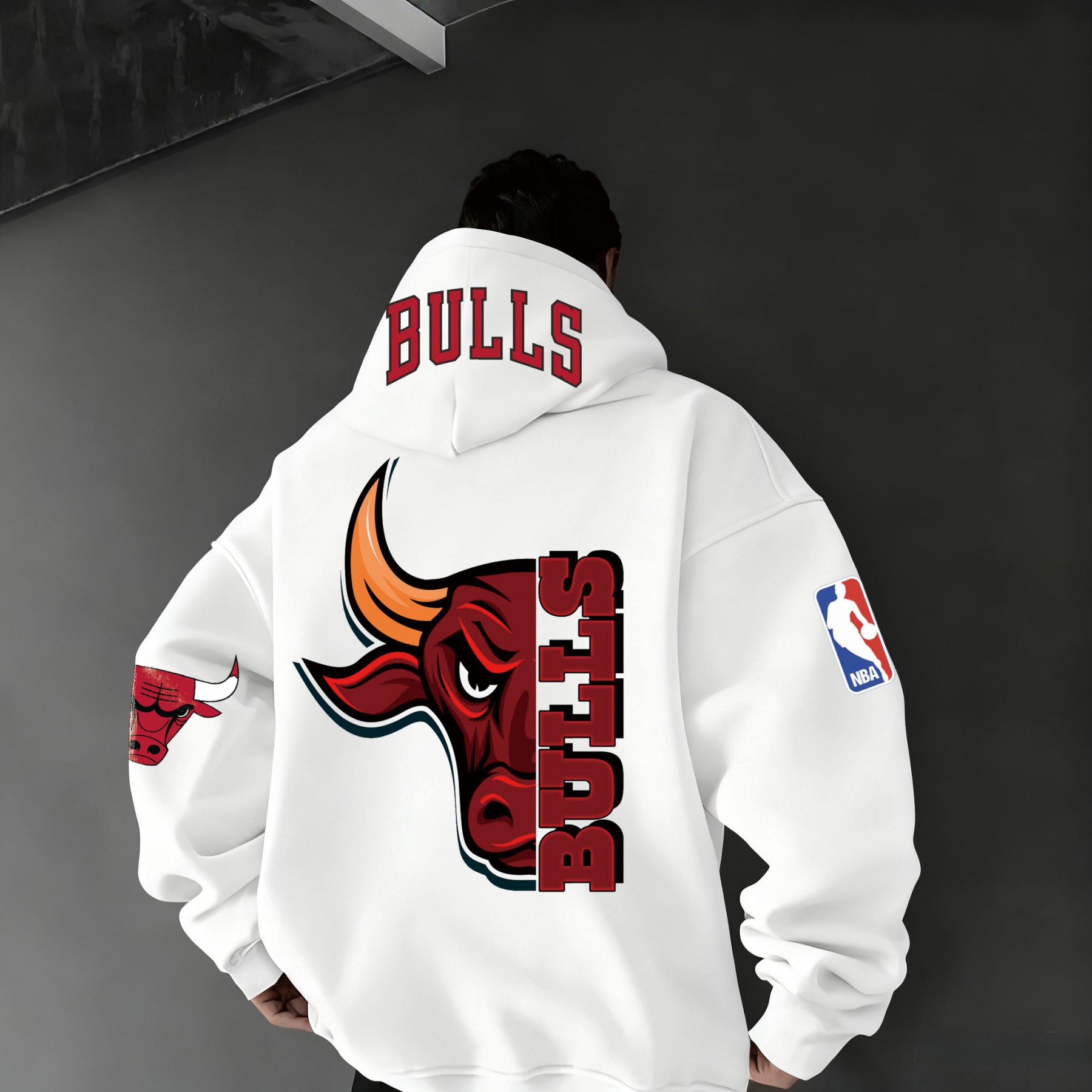 Extra-large Dark Distressed Streetwear Hoodie