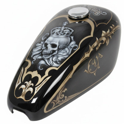Regal gothic style crowned skull gold filigree Motorcycle Gas Tank Decal