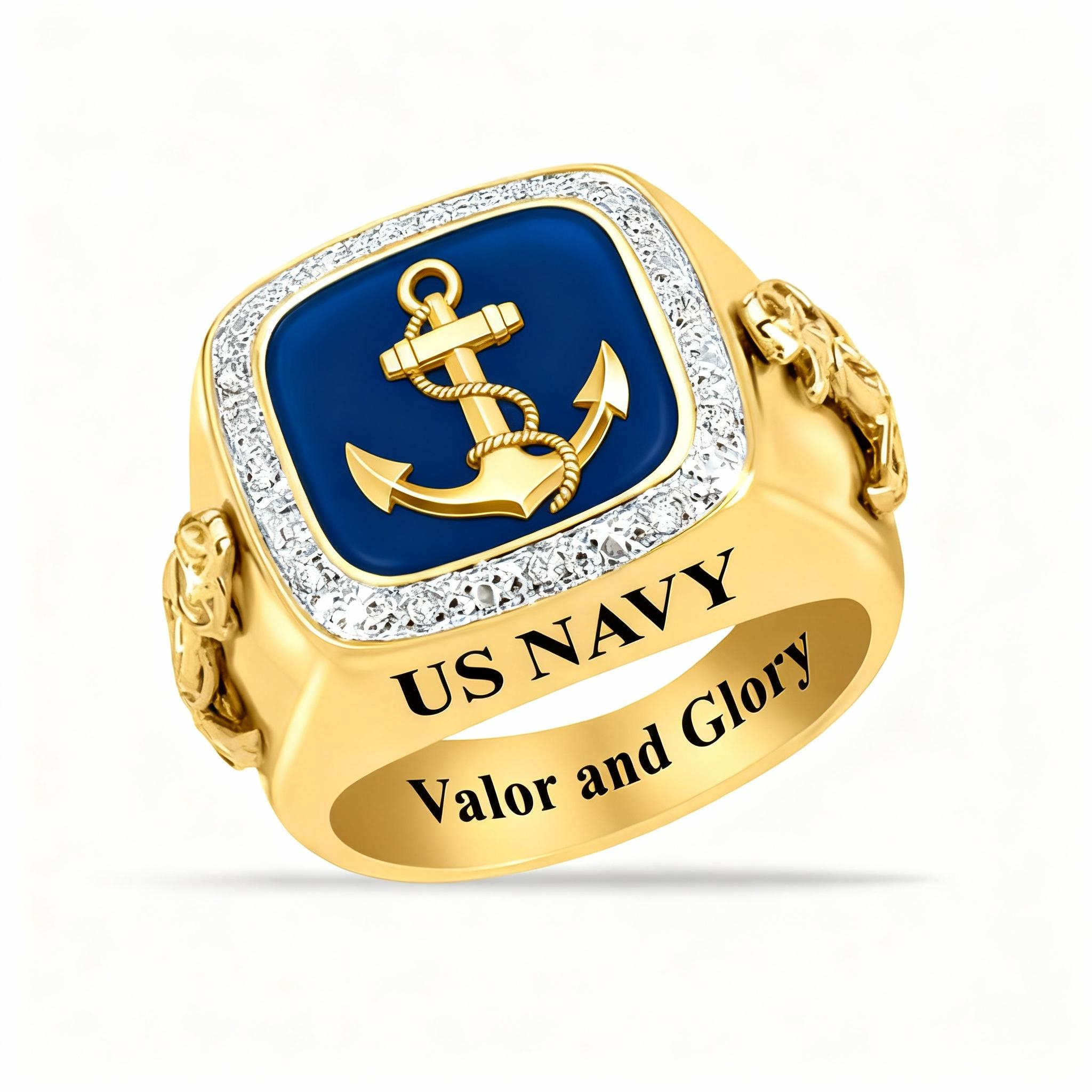 US Navy Anchor Ring - "Valor and Glory"