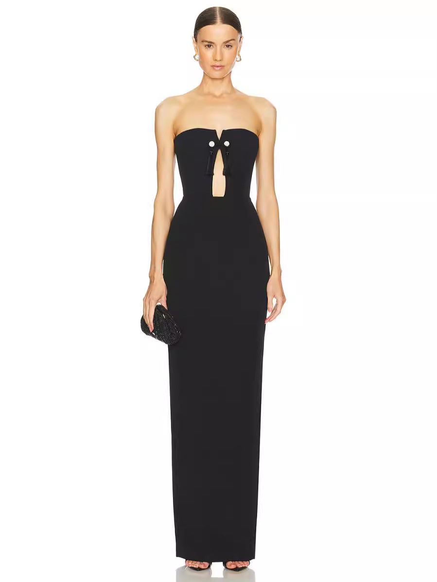 Amaya Tassel Backless Strapless Long Dress