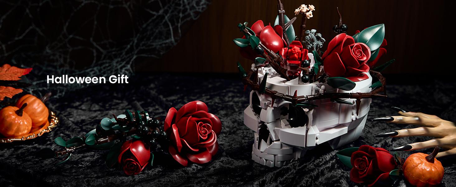 Supreowls Skull Roses Flower Bouquet Building Set, Botanical Collection Kit for Adult Women, Gift for Mother’s Day for Her/Girlfriend/Mom/Wife/Couple, Goth Horror Skeleton Pot Home Table Decor Aesthetic Supreowls Skull Roses Flower Bouquet Building Set, Botanical Collection Kit for Adult Women, Gift for Mother’s Day for Her/Girlfriend/Mom/Wife/Couple, Goth Horror Skeleton Pot Home Table Decor Aesthetic