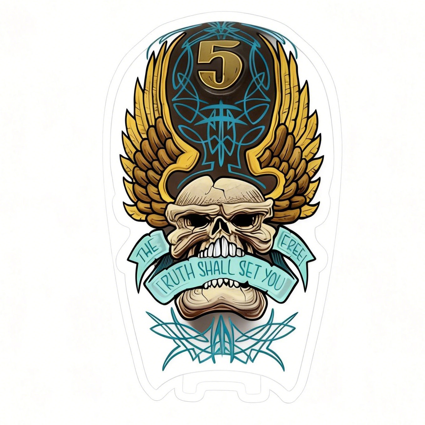 Vintage Retro Winged Skull with Pinstripe Motorcycle Gas Tank Decal