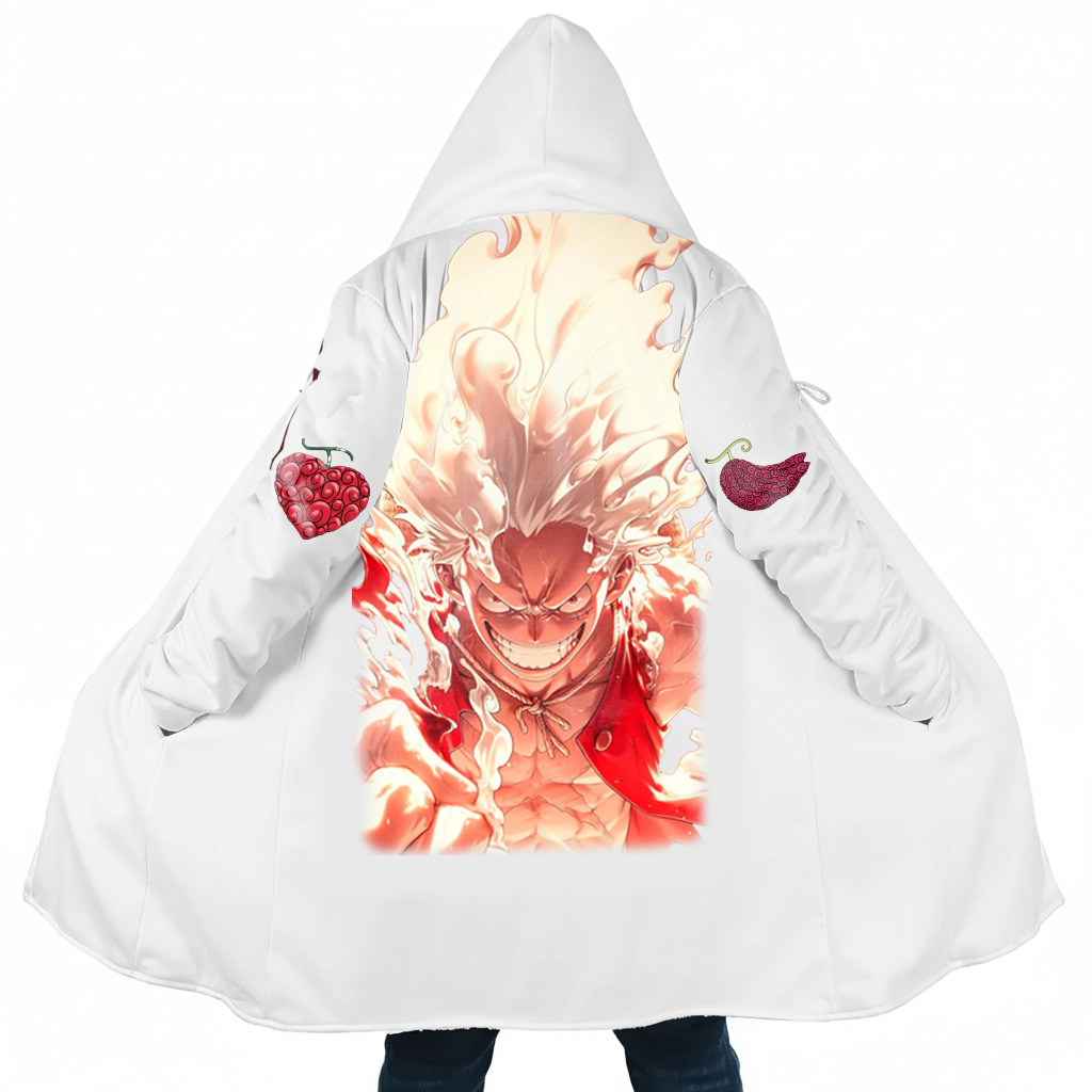 Streetwear Anime Luffy Flame Graphic Winter Hooded Cloak