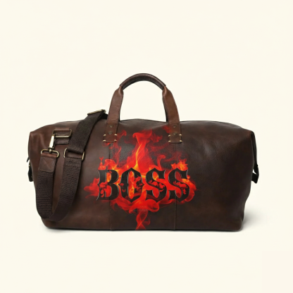 Vintage Tattoo Art Leather Edgy Graphics Duffel Bag