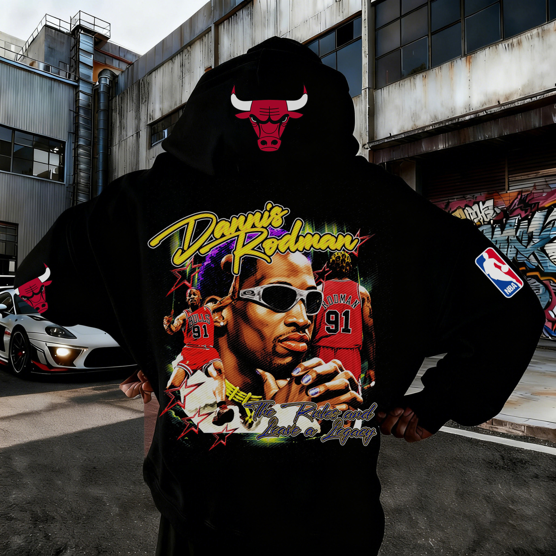 Extra-large Athlete Tribute Graphic Hoodie