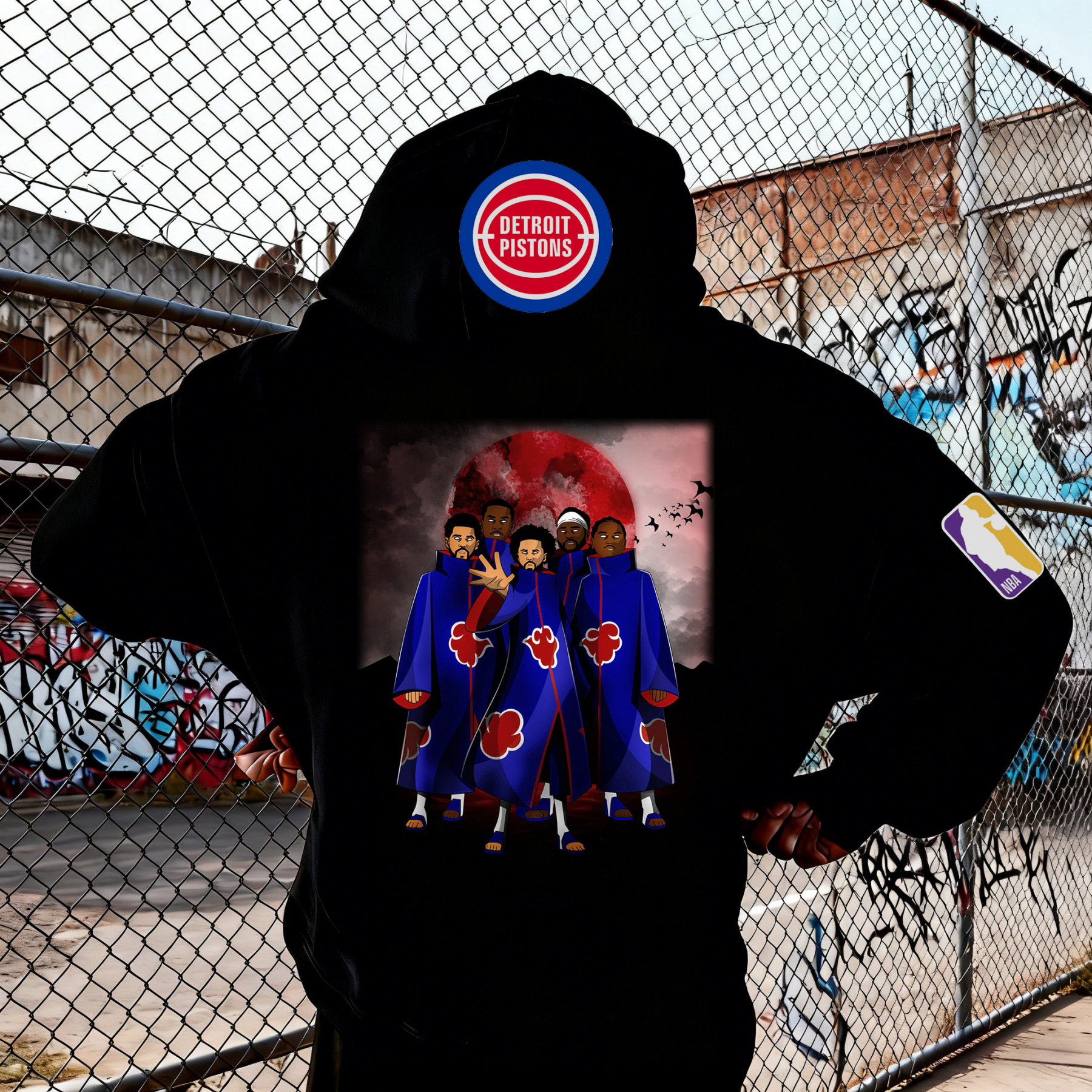Anime 76ers Samurai Flame Warrior Graphic Streetwear Pullover Hoodie