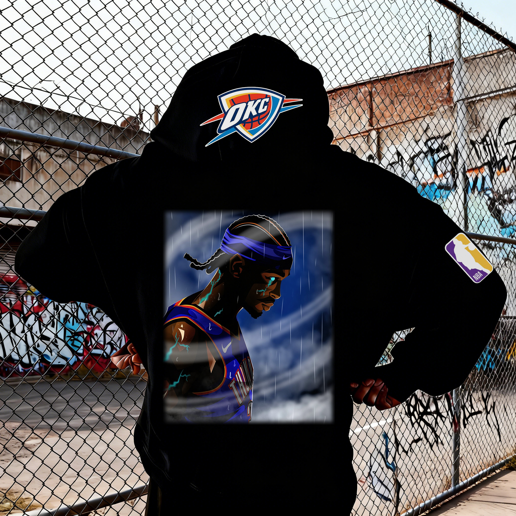 Streetwear Graphic Art Shai Thunder Storm Black Sporty Hoodie