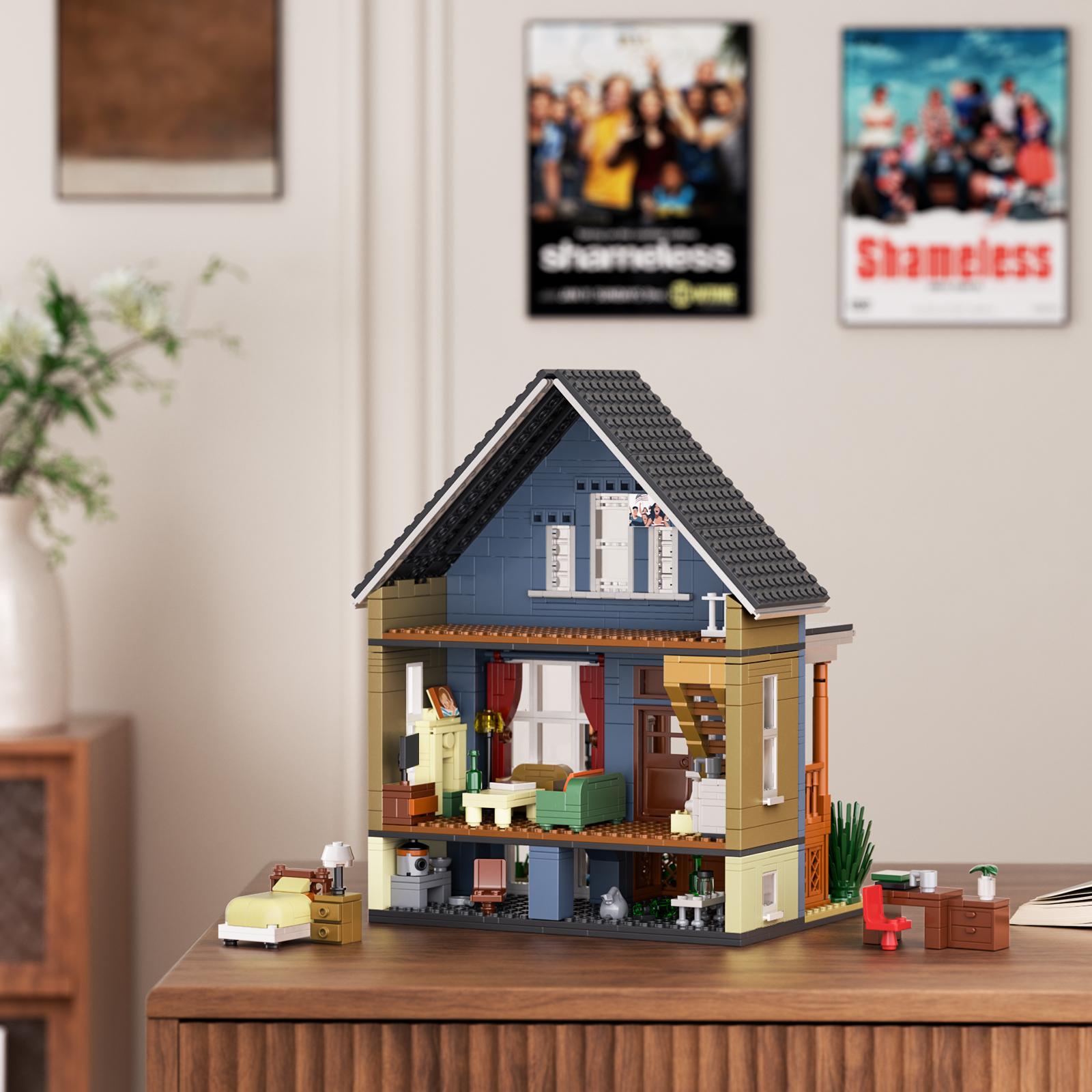 Brick Shame Family House Building Set – DIY Home Construction Blocks Kit with Detailed Rooms & Furniture, Creative Display Gift for Kids, Teens & Adults