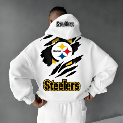 Pittsburgh Steelers UNISEX RUGBY CHAMPIONSHIP TEAM LOGO PRINT OVERSIZED CASUAL HOODIE