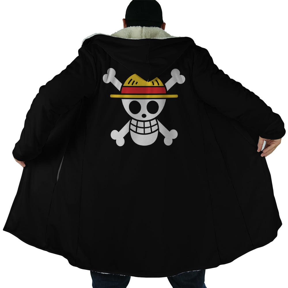 Black Straw Hat Jolly Roger One Piece Dream Cloak Coat