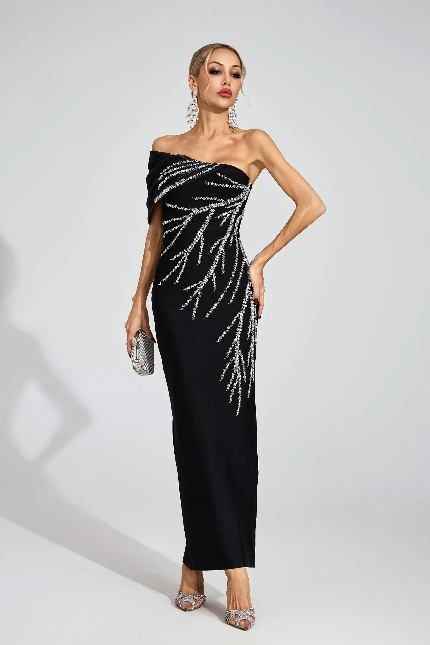 Ashlyn Black One-Shoulder Dress