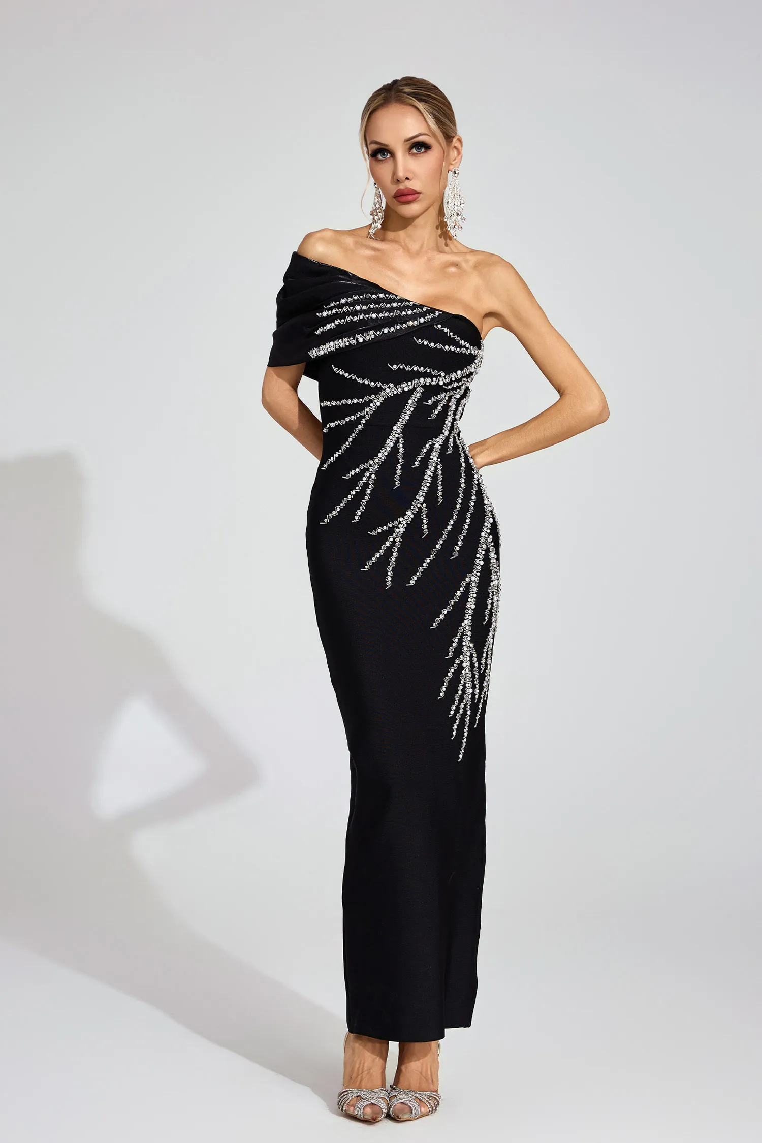 Ashlyn Black One-Shoulder Dress
