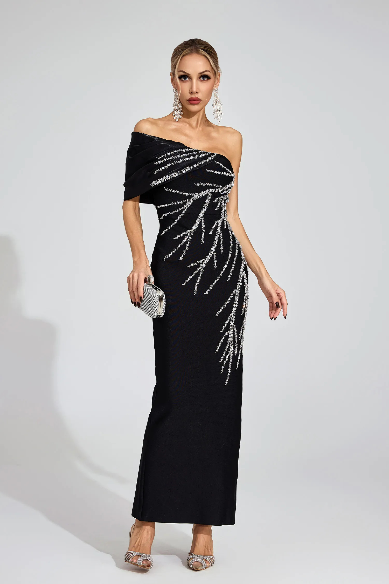 Ashlyn Black One-Shoulder Dress