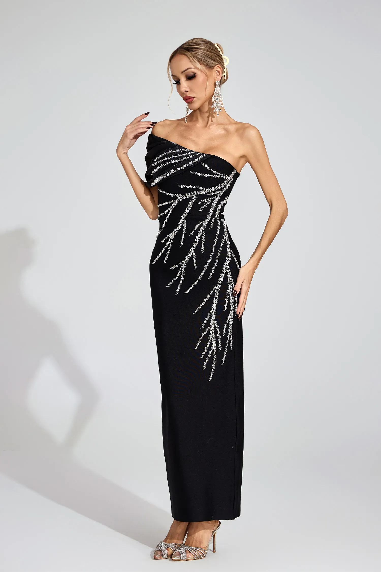 Ashlyn Black One-Shoulder Dress