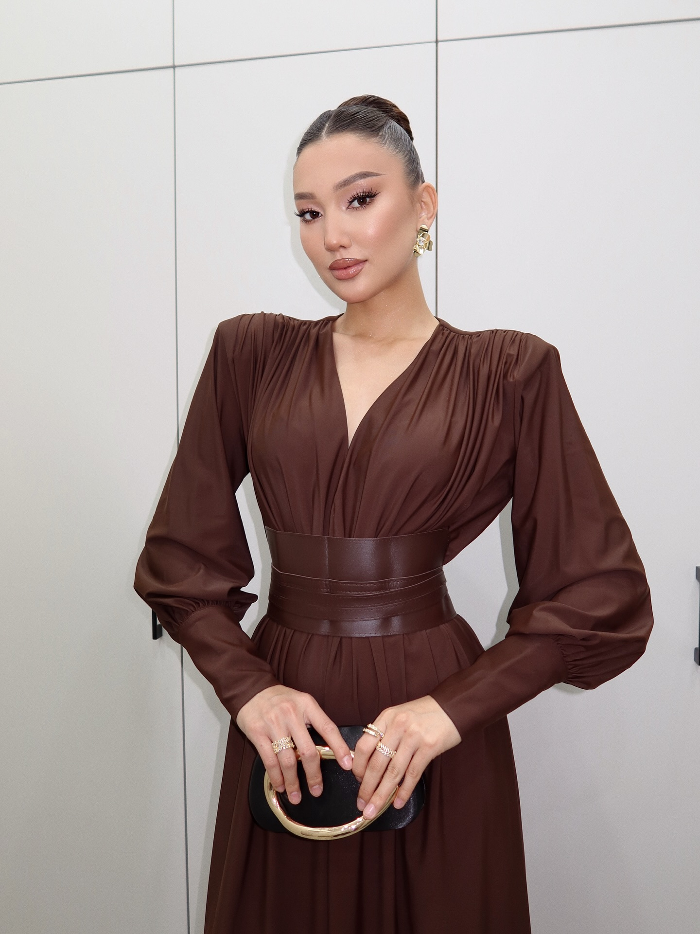 Amaya V-neck long-sleeved maxi dress