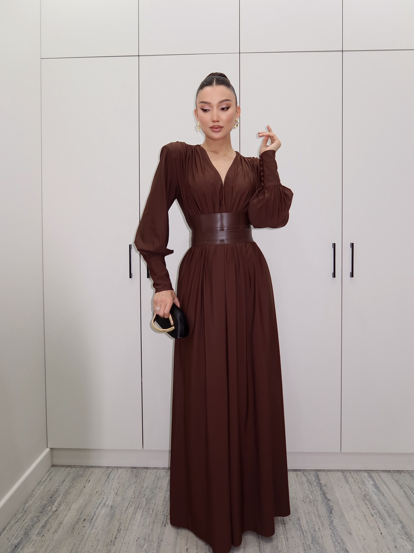 Amaya V-neck long-sleeved maxi dress