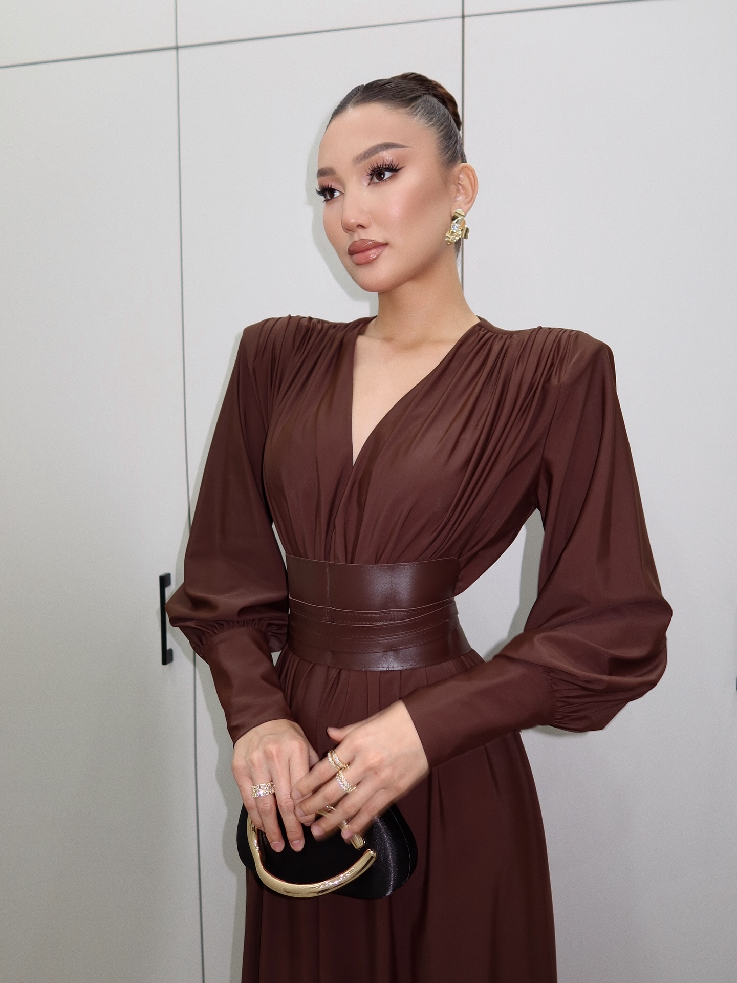 Amaya V-neck long-sleeved maxi dress