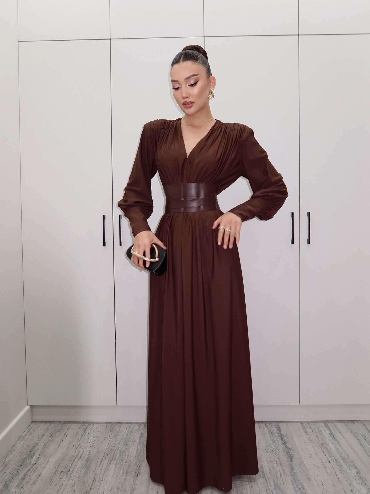 Amaya V-neck long-sleeved maxi dress