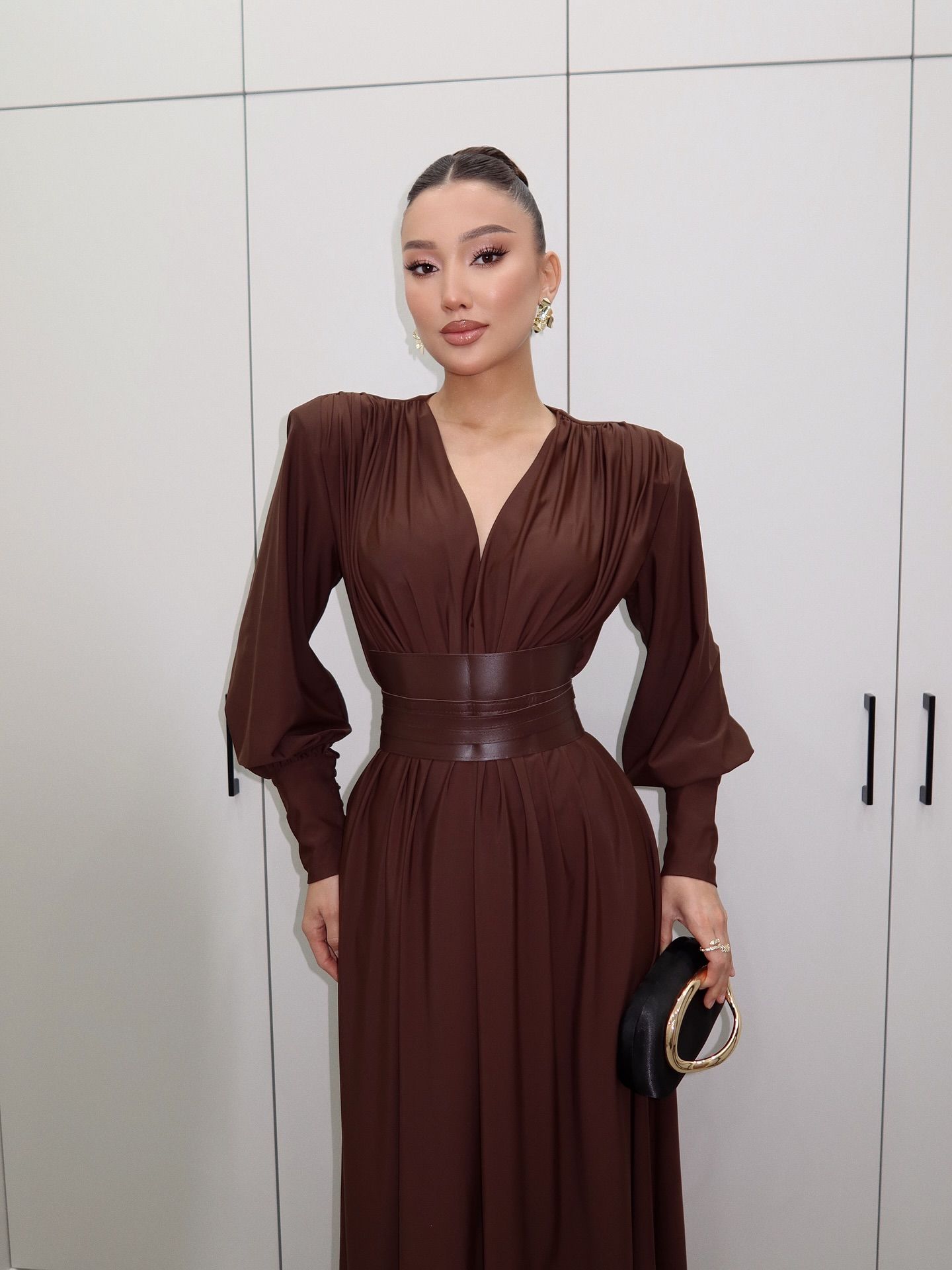 Amaya V-neck long-sleeved maxi dress