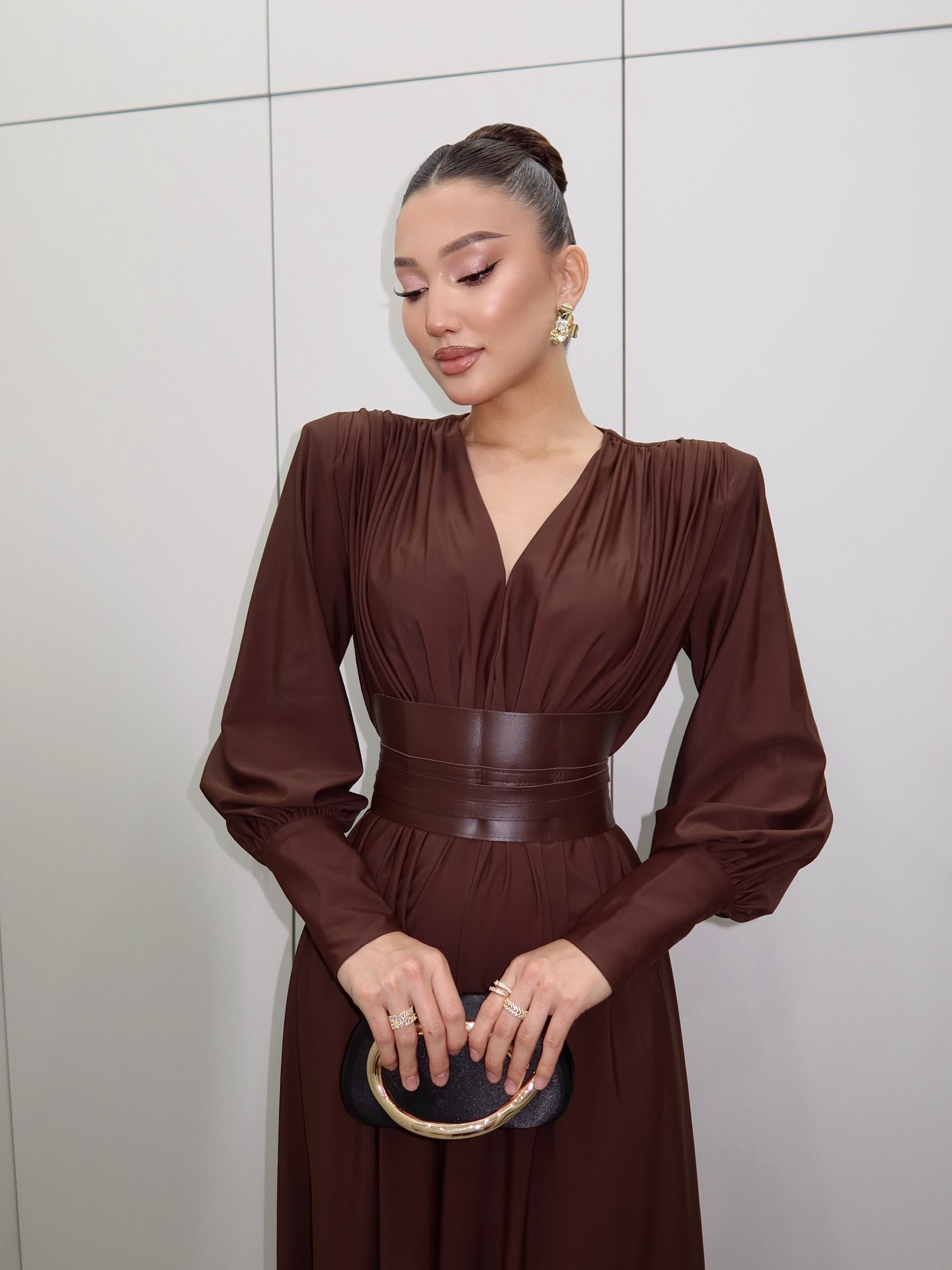 Amaya V-neck long-sleeved maxi dress