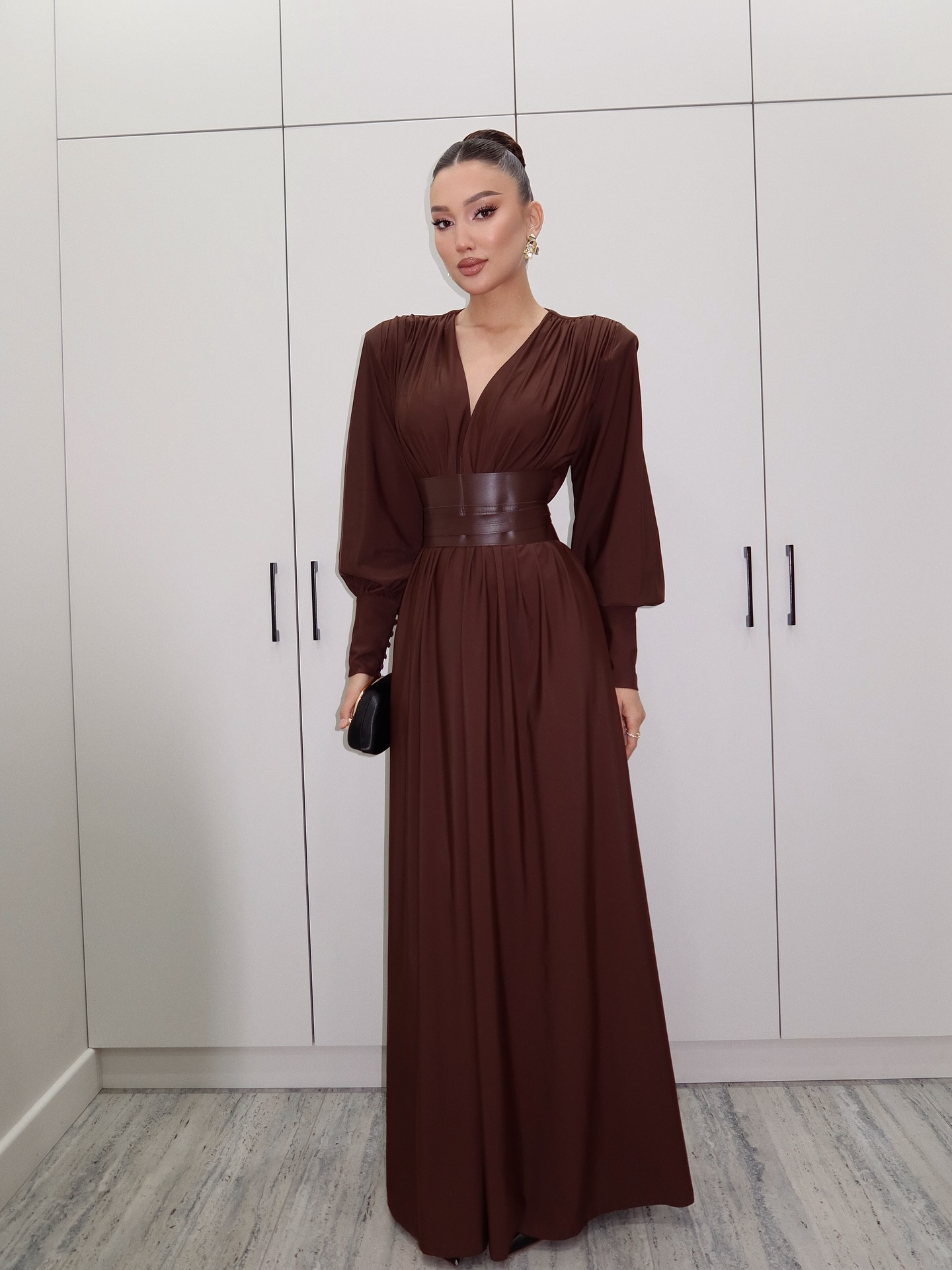 Amaya V-neck long-sleeved maxi dress