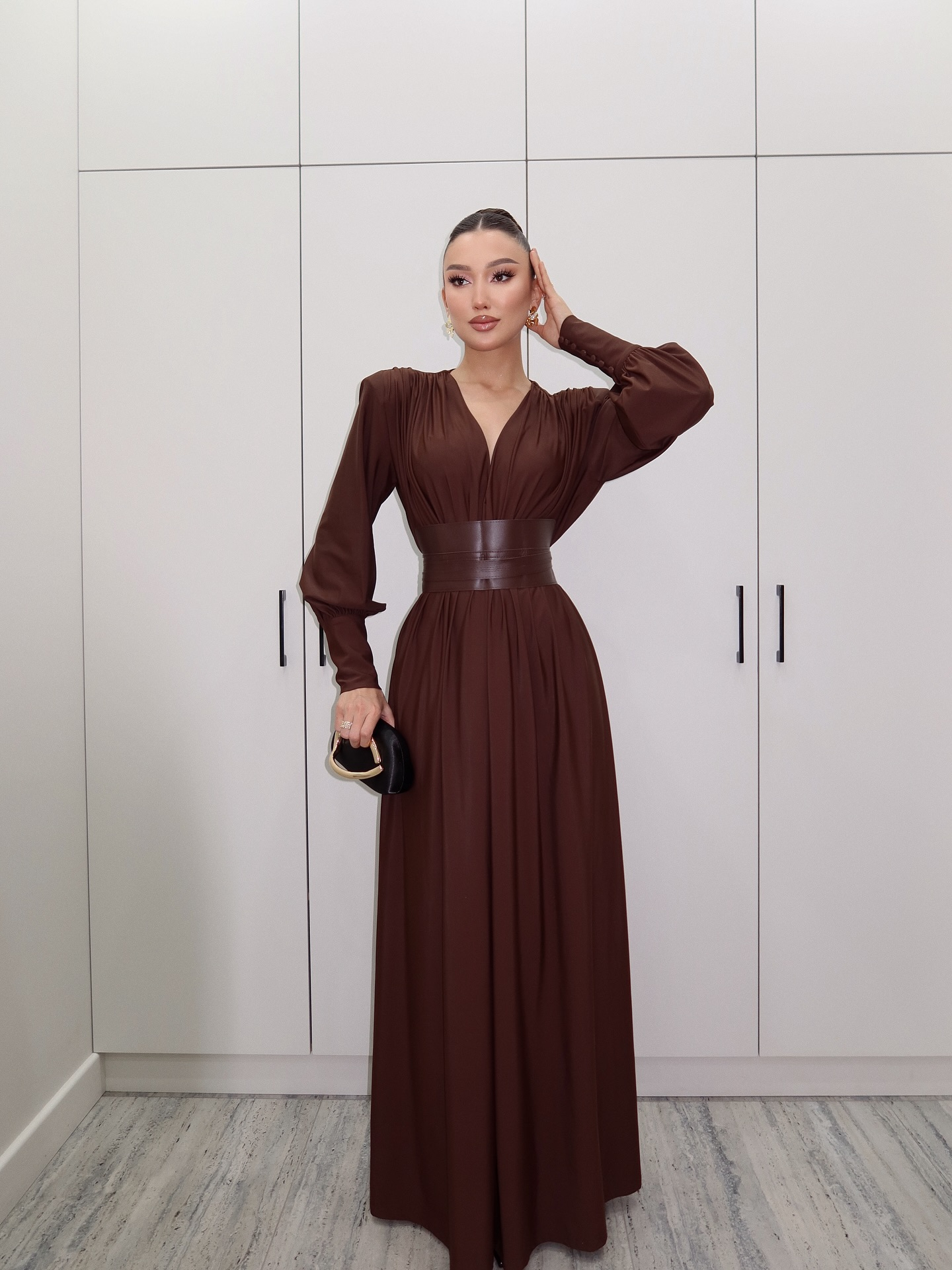 Amaya V-neck long-sleeved maxi dress