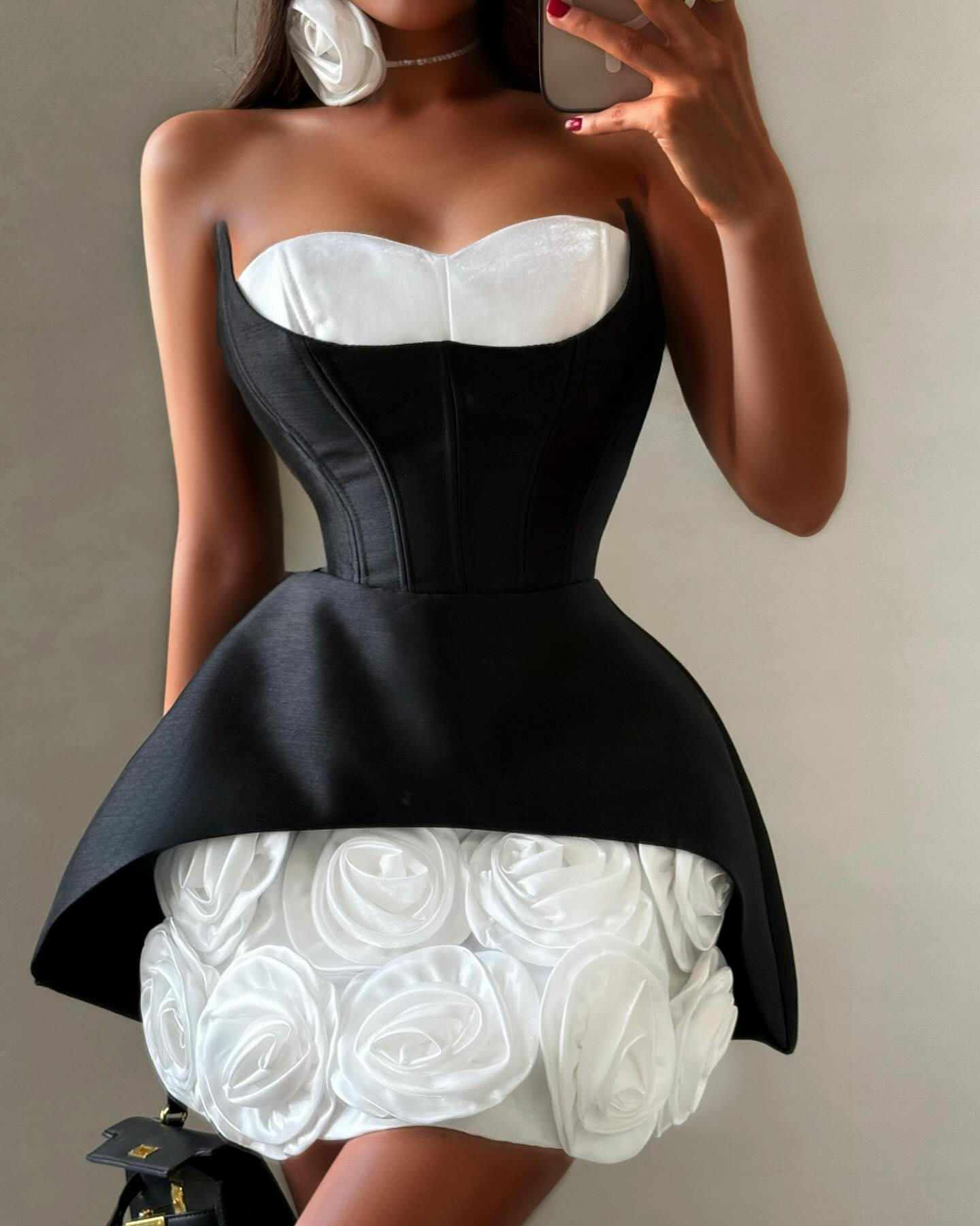 Amaya fishbone strapless dress