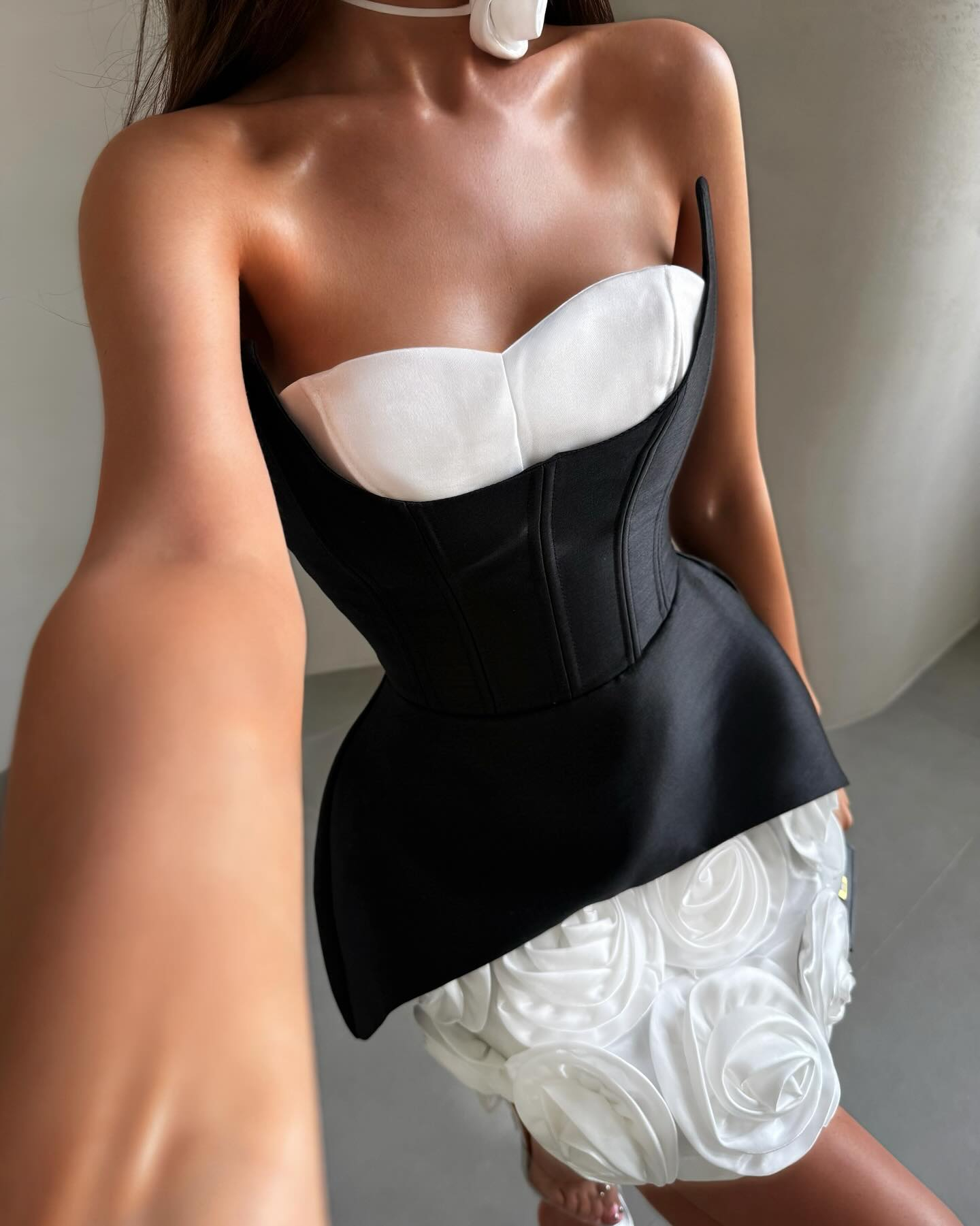 Amaya fishbone strapless dress