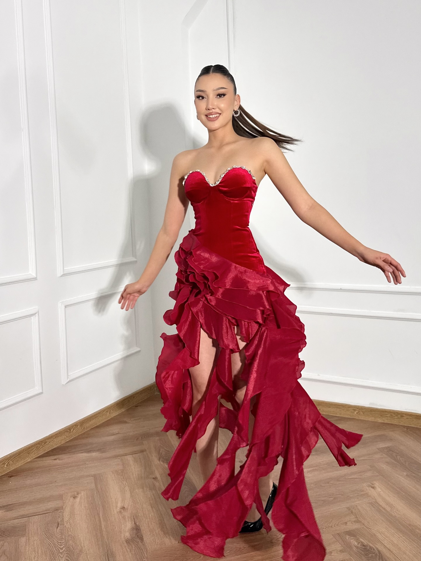 Amaya Strapless ruffled mini skirt