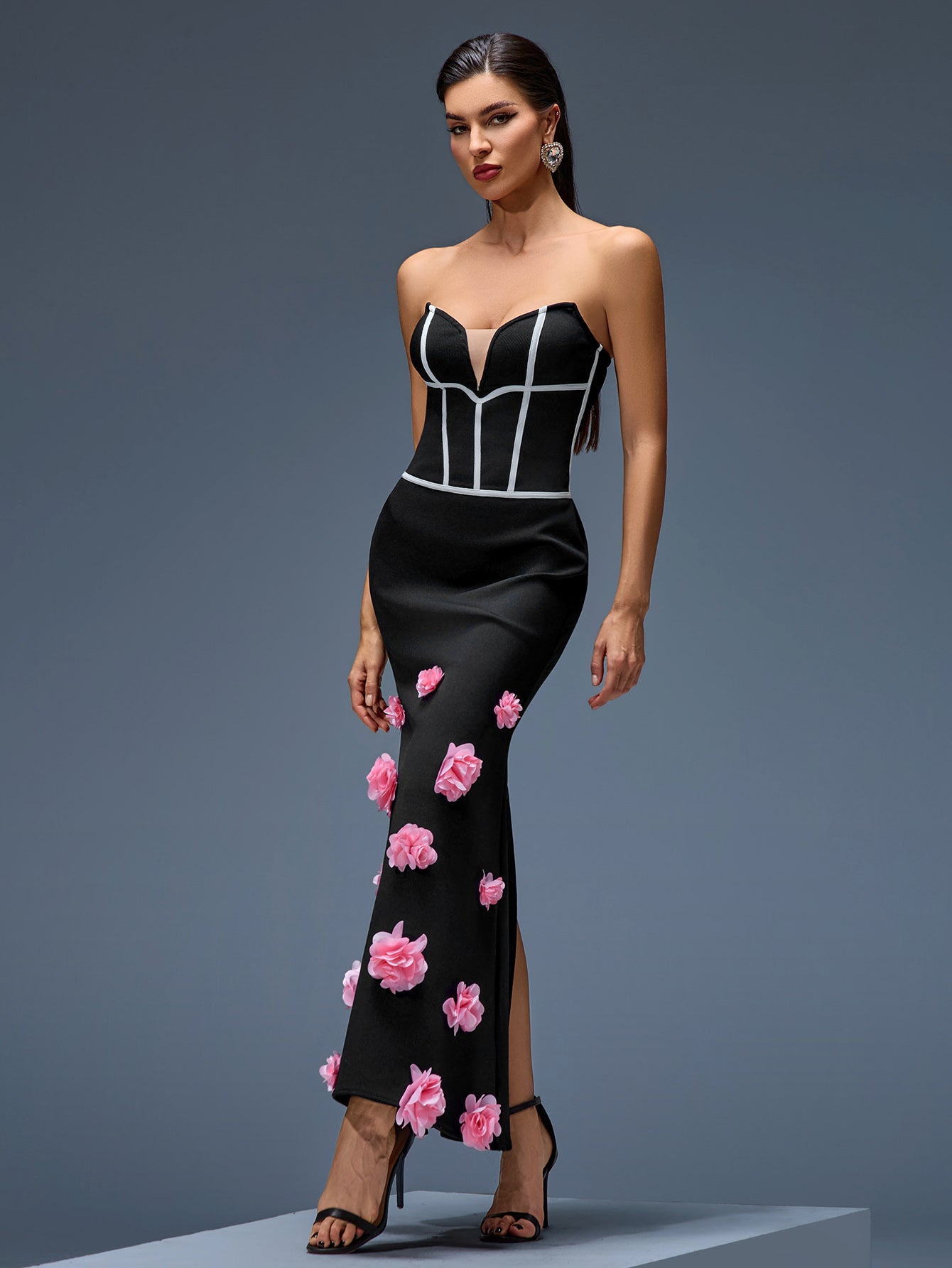 Aliyah Flowers Bandage Mermaid Dress