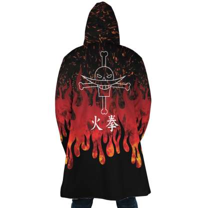 Red Flames Whitebeard Pirates One Piece Dream Cloak Coat
