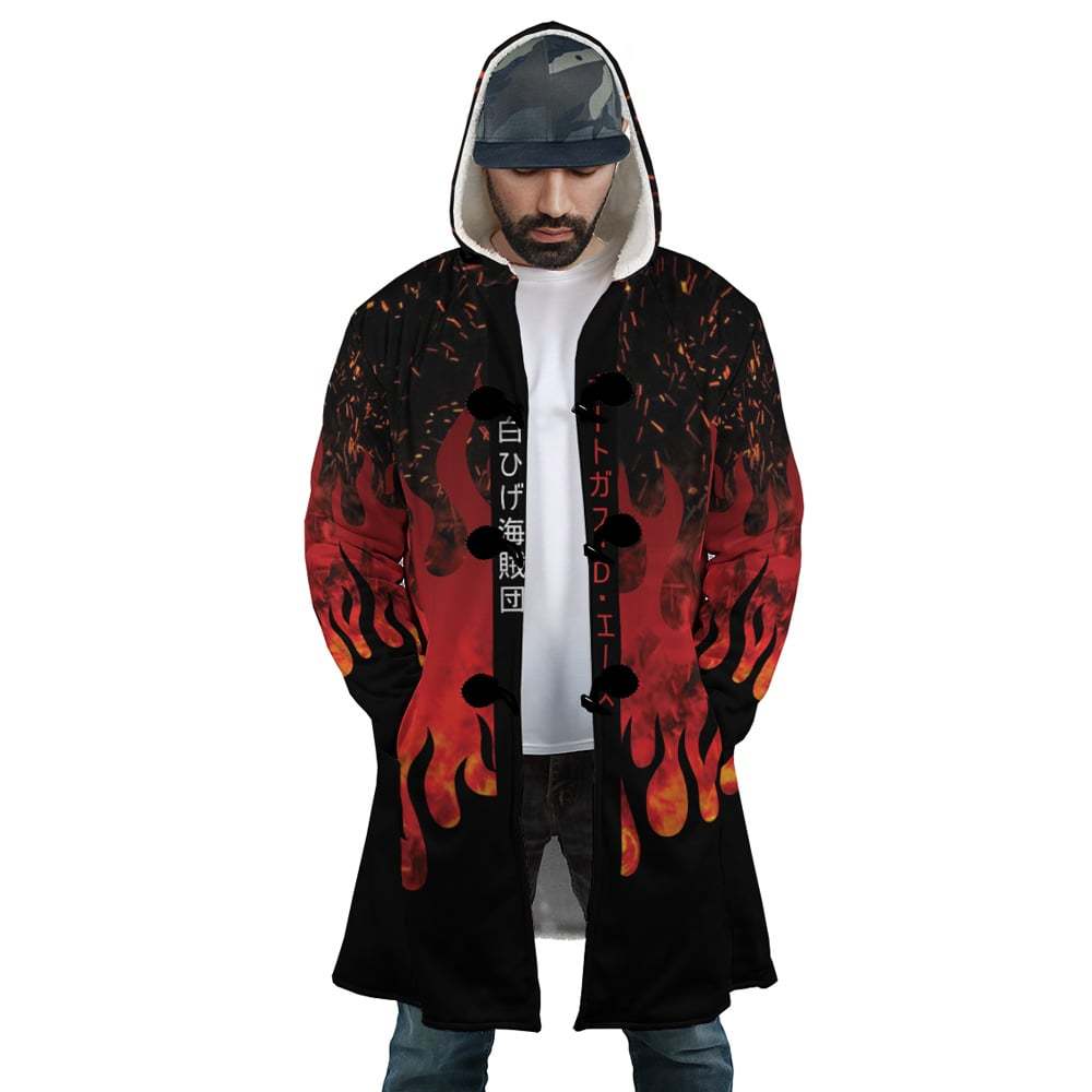 Red Flames Whitebeard Pirates One Piece Dream Cloak Coat