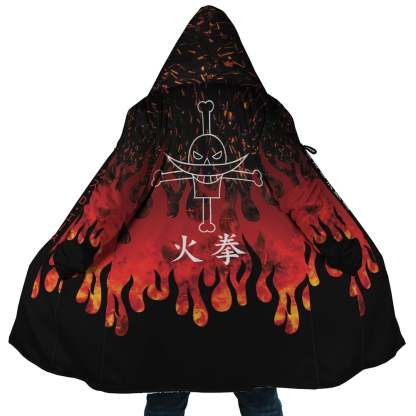 Red Flames Whitebeard Pirates One Piece Dream Cloak Coat